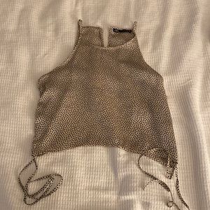 ZARA leopard print cropped tank with cinched ties on side